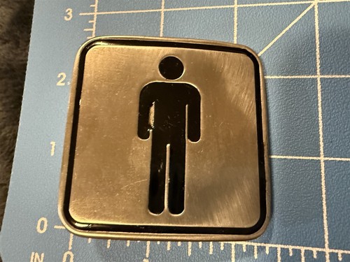 MAN MENS SIGN "RESTROOM" METAL NOVELTY BELT BUCKLE PIECES OF FLARE - Picture 2 of 3