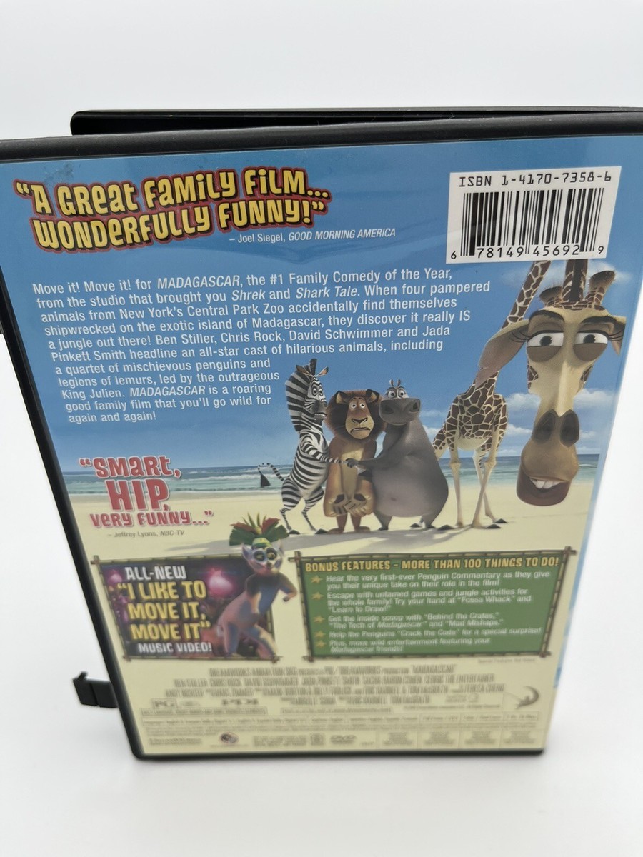 Madagascar DVD w/ Ben Stiller Chris Rock David Schwimmer Jada