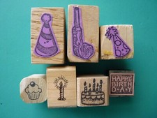 Birthday/Special Occasion Set of 7 Small Rubber Stamps - Self Mounted