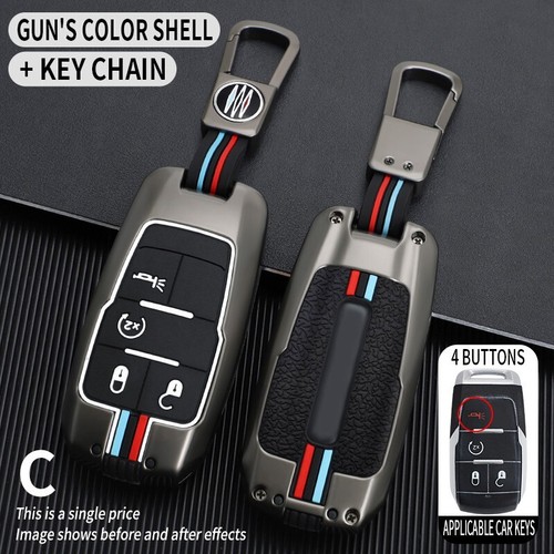 Metal Car Key Fob Cover Case Keychain Ring For 2019-2024 Ram 1500 2500 3500 - Picture 17 of 23
