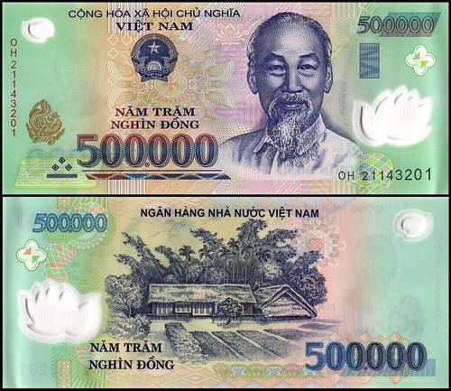 Vietnamese Dong 500000 500k Polymer Banknote in Vietnam VND UNC Uncirculated - Foto 1 di 2