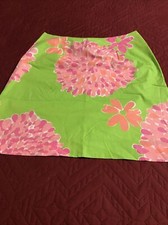 Vintage Lilly Pulitzer Skirt Pink/Green Floral Women  s Sz.2 RN88189 White Label