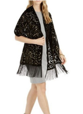 INC Animal Print Velvet Women's Scarf Evening Wrap BLACK NEW 7