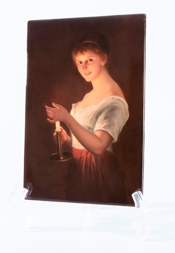Painting on Porcelain Portrait of Beautiful Woman c.1910 Germany - Picture 8 of 8