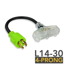 Leisure Cords L14-30P to (3) 5-15R Generator Cord adapter 30 amp to 15 amp 18"