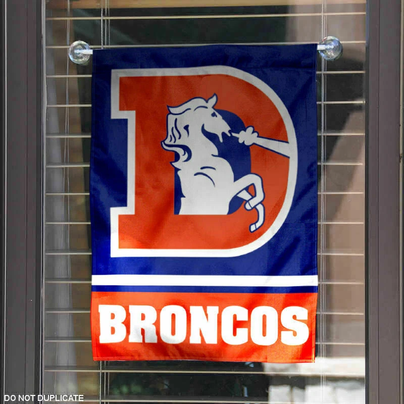 Bandera de jardín retro de los Denver Broncos 2 lados ventana exterior patio pancarta nueva Foto 3 de 4