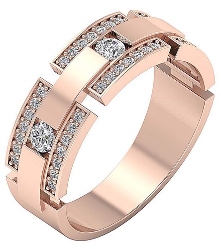 VS1 E 0.85 Carat Genuine Diamond 18K Solid Gold Designer Engagement Men's Ring - Picture 3 of 11