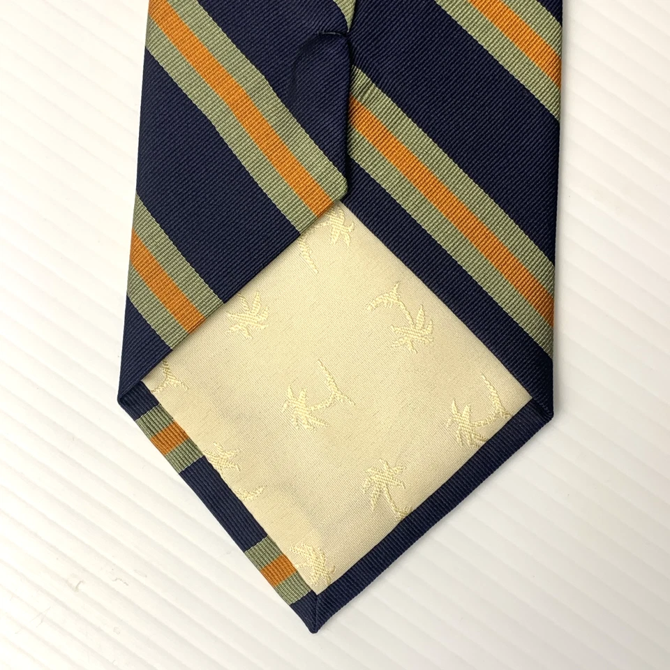 Corbata de seda OFF ISLAND Tommy Bahama Repp para hombre 4" x 57,5" azul marino salvia melón rayas Foto 3 de 4