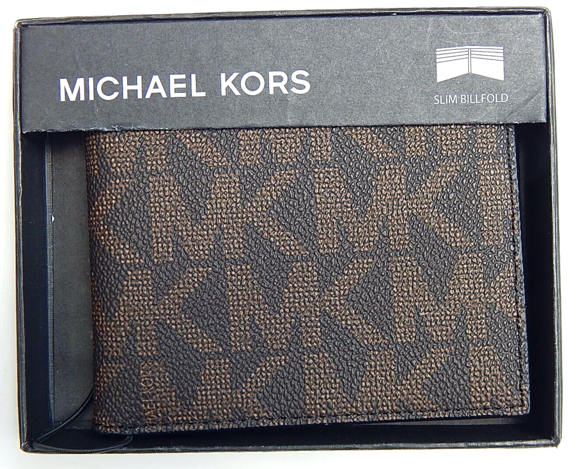 Michael Kors Mens Jet Set PVC Leather Slim Billfold Wallet+ Box