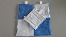 Lot de 5 lingettes lavables en coton et éponge fait main