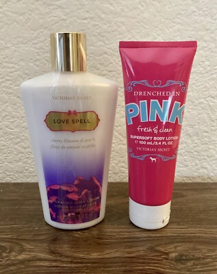 Victorias Secret Love Spell Body Lotion 8.4oz + Drenched In Pink 3.4oz New!!!