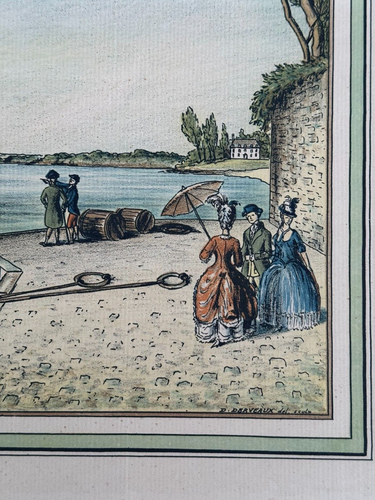 DANIEL DERVEAUX TALL SHIP ORIGINAL COLORED ENGRAVING FRIGATE RANCE VALLEY 1788 - Picture 10 of 19