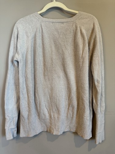 Barefoot Dreams Cozy Chic Light Beige Crew Neck Sweatshirt Large Pocket - Picture 3 of 3