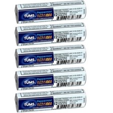 5 Rolls Tums Antacid Ultra Strength 1000 Peppermint Tablets/ 12 pcs each roll