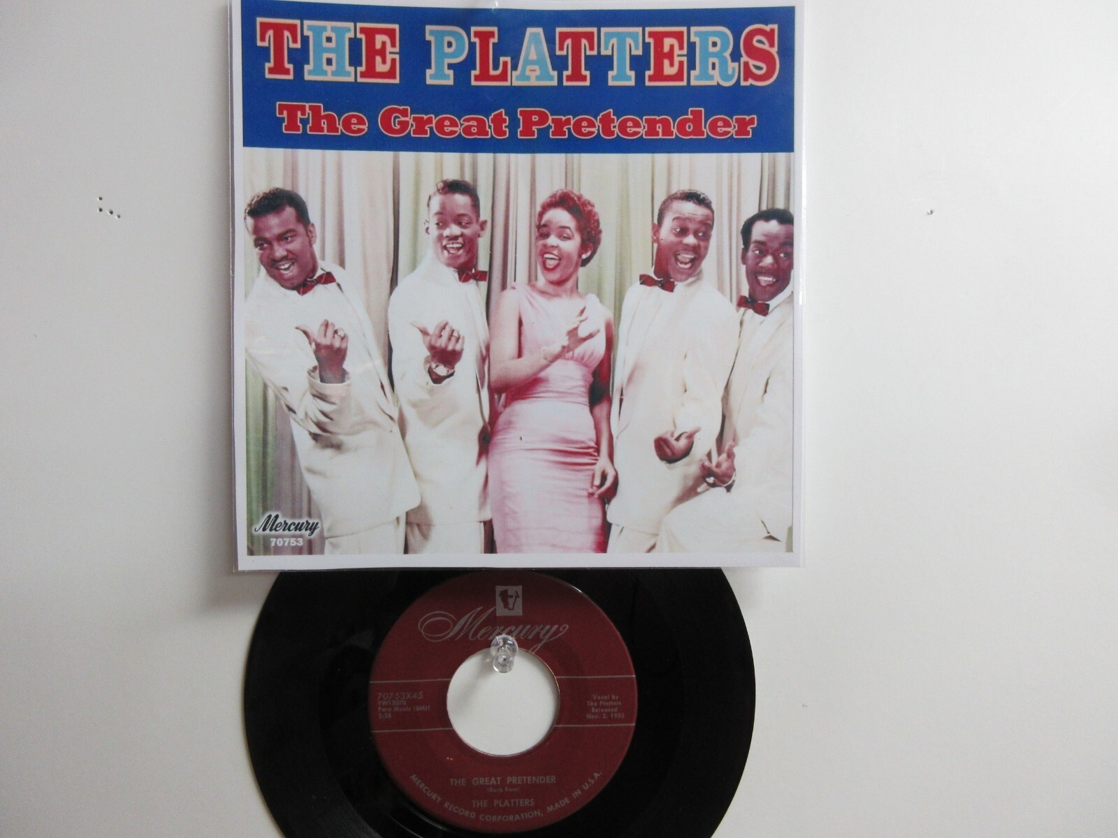 💥' THE PLATTERS ' HIT 45 + PICTURE [THE GREAT PRETENDER 1955 !💥 eBay