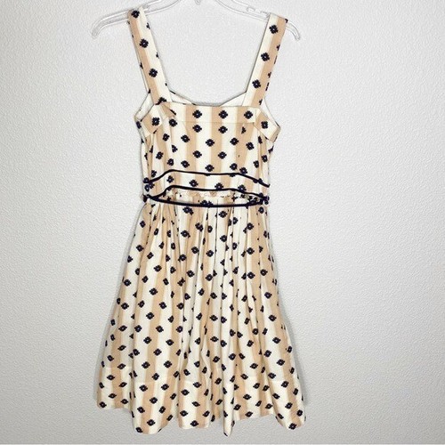 Anthropologie Kleid 0 Peach Maeve De Chelly Fit & Flare Herzausschnitt Baumwolle - Bild 3 von 10