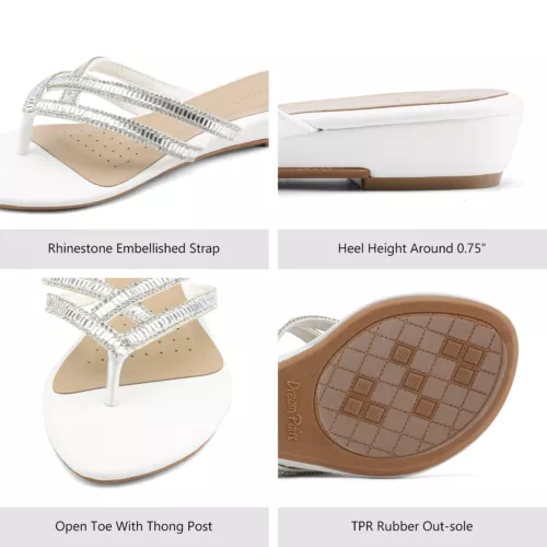 Women Rhinestone Flats Sandals Flip Flops Thong Open Toe Beach Summer Slippers - Picture 10 of 10