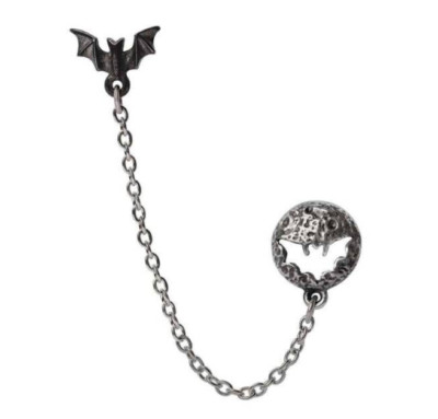 Alchemy Gothic Luna Hahn Fledermaus Ohr Kette Manschette Ohrstecker einzelner Ohrring hergestellt in UK Zinn