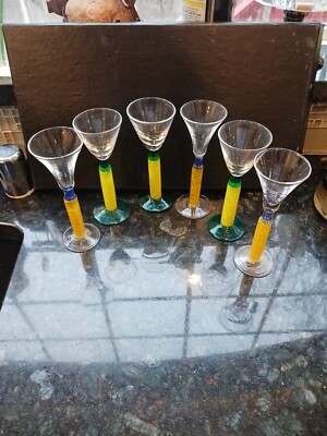 Jiri Vosmik for Glass Atelier Morava 6 Orange Green Clear Glass