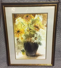 LARGE Vintage Original Watercolor Still Life Mid Century Modern VP Schroeder