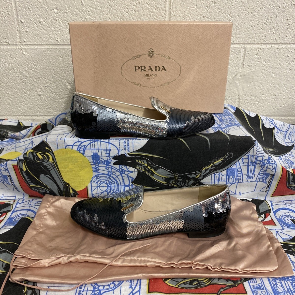 Prada Calzature Donna Sequin Paillettes Loafers (Size 36/US  display picture 3