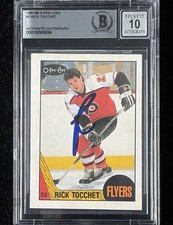 RICK TOCCHET SIGNED 1987/88 O-PEE-CHEE OPC RC CARD #2 BAS AUTOGRAPH GRADE 10