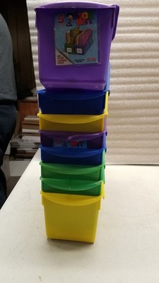 Lot of 8 Storex Plastic Book Bins with Interlocking Sides (C)