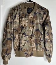 LOVE TREE Camo Brown Green Women's Bomber Jacket Junior Size Medium