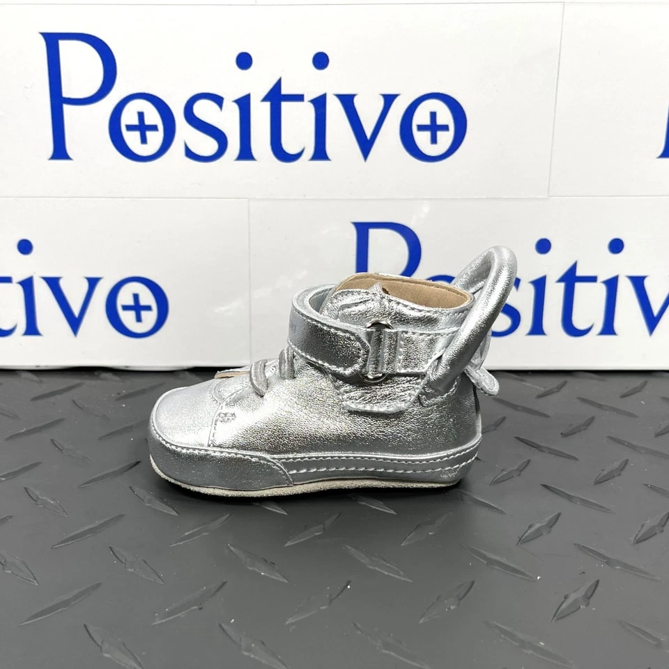 Buscemi 100MM Bebé Platino Cuero Tenis Zapatos EE. UU. 4 UE 19 Nuevo Foto 2 de 4