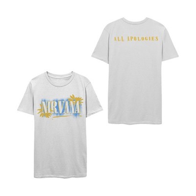 Men's Nirvana All Apologies (Back Print) Slim Fit T-shirt X-Large White