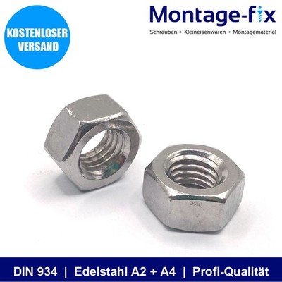 Sechskantmuttern DIN 934 ISO 4032 Edelstahl A2 A4 V2A V4A Rostfrei Mutter M2-M48
