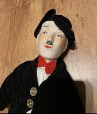 Antike Charlie Chaplin Puppe Figur ca. 60 cm Porzellan 1930 - 1950