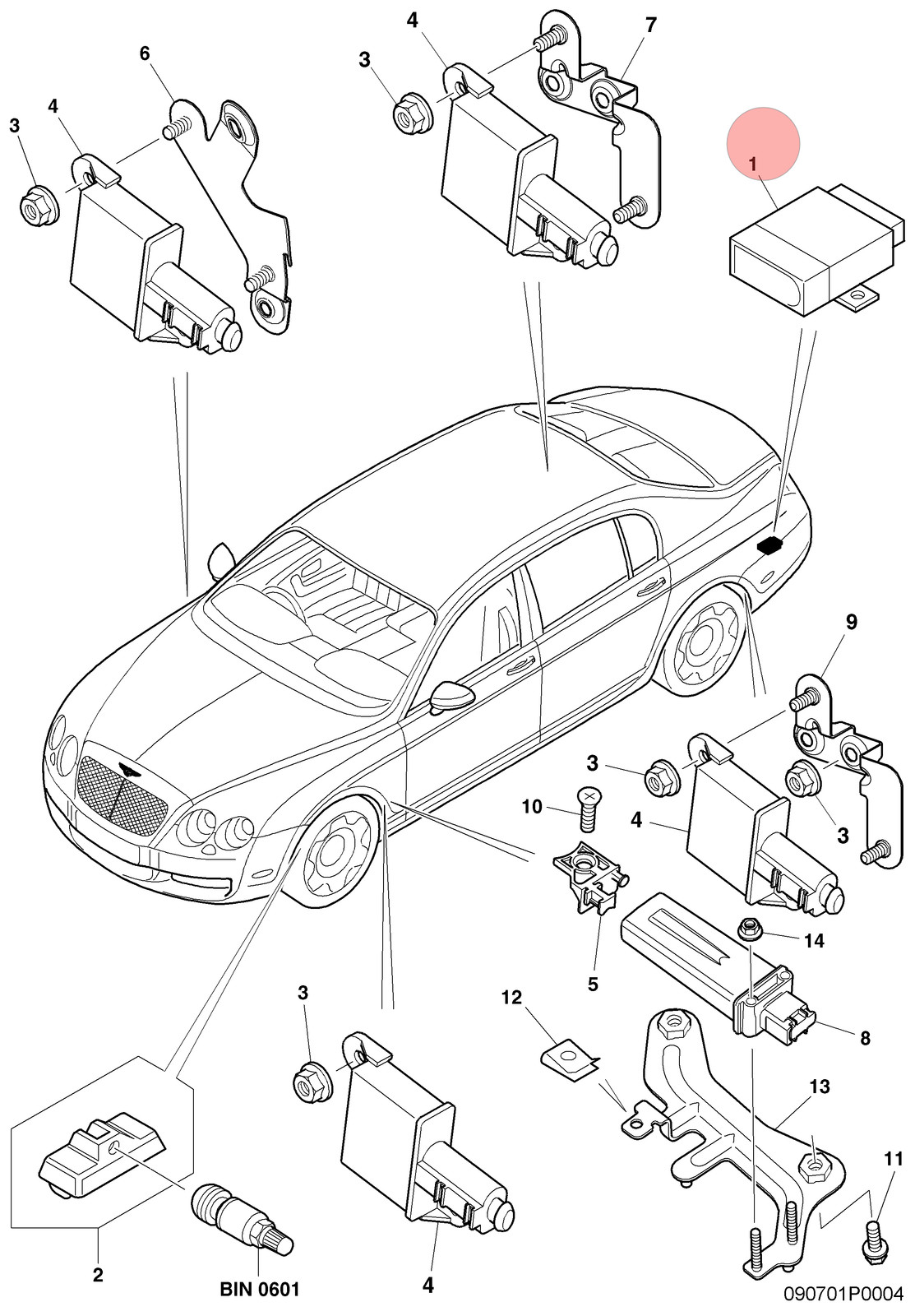 Bentley Continental Flying Spur 2009-2013 Tpms sensor