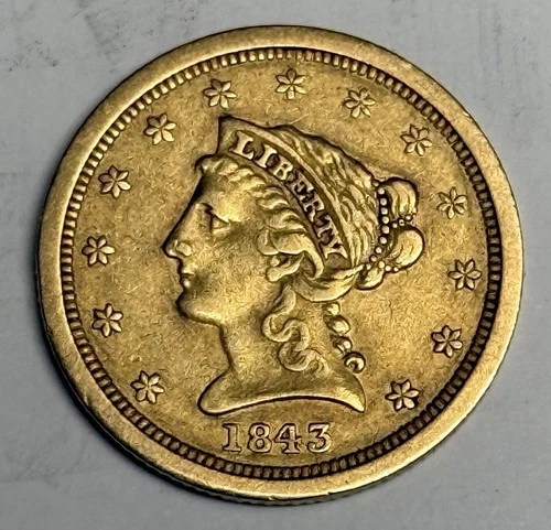 XF 1843-O Liberty Head Gold Quarter Eagle (all original!), U.S. $2.50 Type Coin