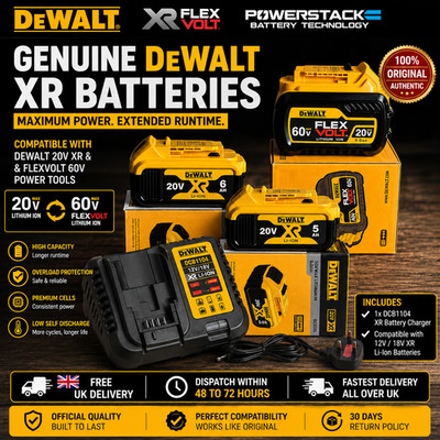   Original DeWalt 20V/60V Akku & Ladegerät 5Ah 6Ah 9Ah für DCF DCD DCG DCS UK
