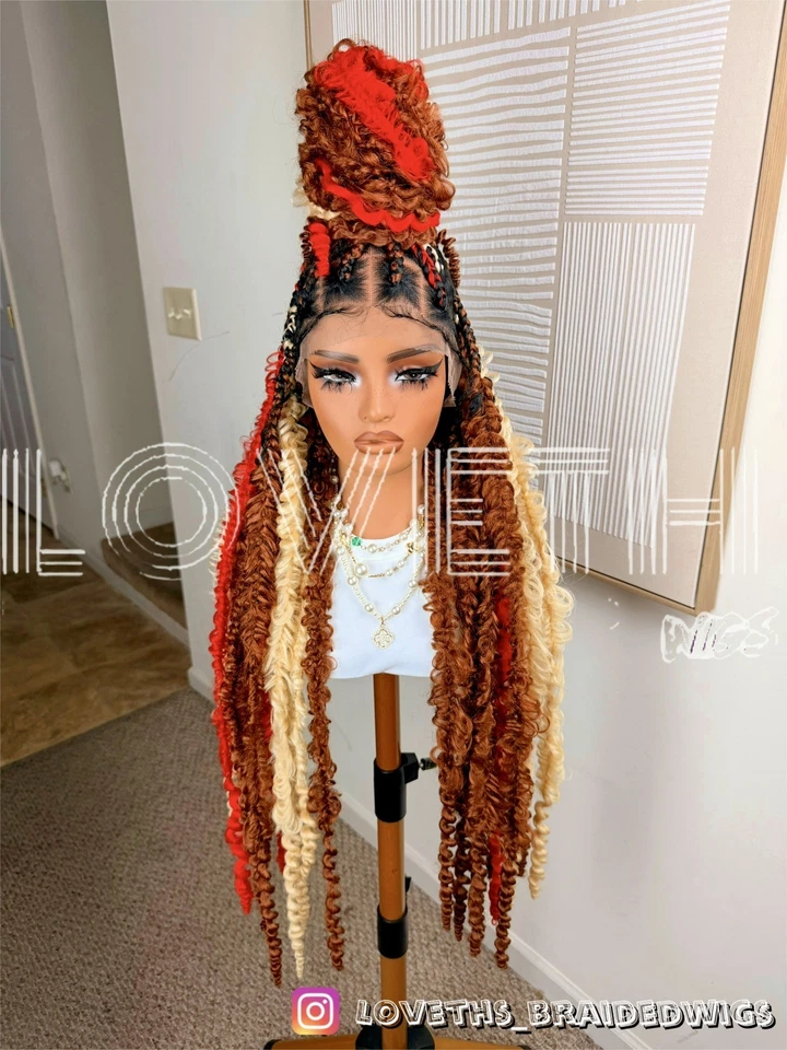 Ships next day(2days SHIPPING)Cornrow Full lace Braided wig,black knotless braid - Image 4 of 4
