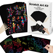 56 PCS Rainbow Scratch Paper Art Gifts,Kids Arts and Crafts Kit