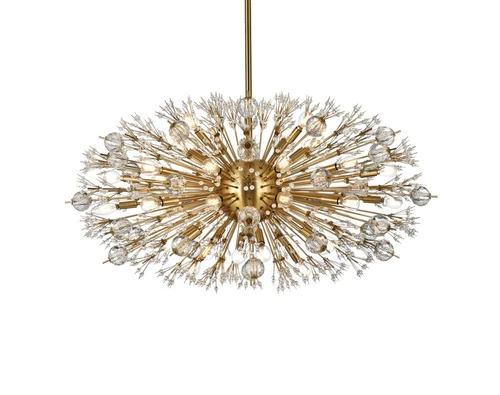 Elegant Lighting Vera 42" Crystal Starburst Oval Pendant In Gold - Picture 3 of 9