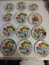 12 Vintage Little Red Riding Hood Metal Tin Plates Four 4" Eight 5.25 In