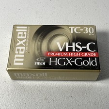 Maxell VHS-C HGX-Gold TC-30 Premium High Grade Camcorder Videocassette New