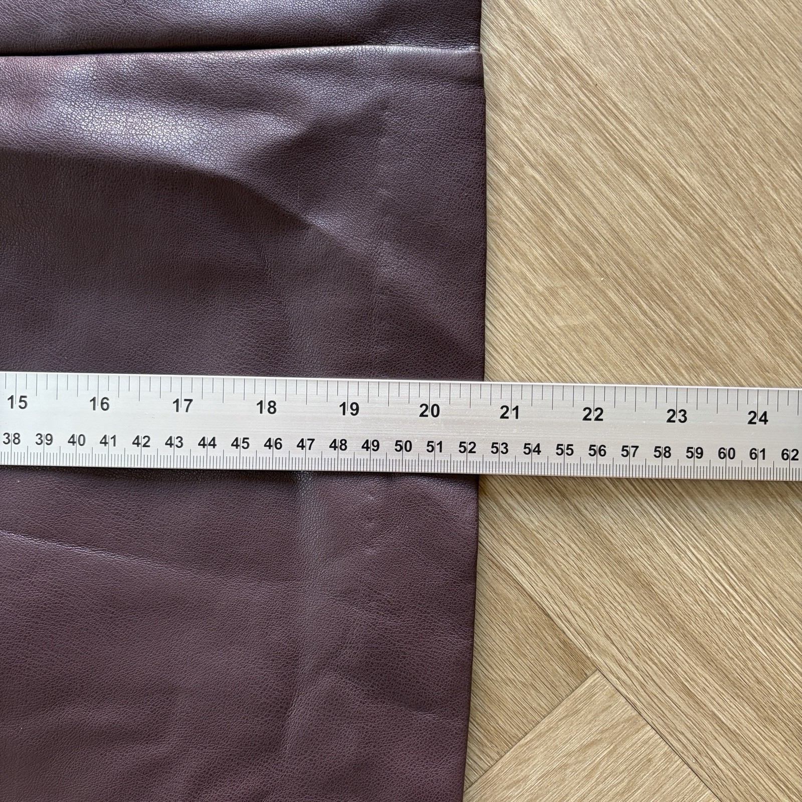 New Look Faux Leather Dark Purple Violet A-Line Short Skirt With Zip Size UK 22 image 6