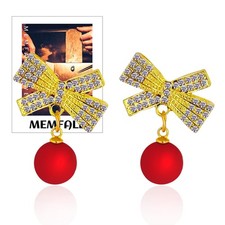 Christmas Earrings for Women Christmas Bow Earrings Christmas Stud Earrings Red