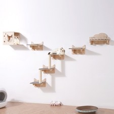 Wall Mounted Cat Shelves, Cat Wall Shelves and Perches with Jumping Boards, Nest