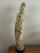 Very Large Heavy Carved Chinese Resin Oriental Man Statue Figurine 49cm