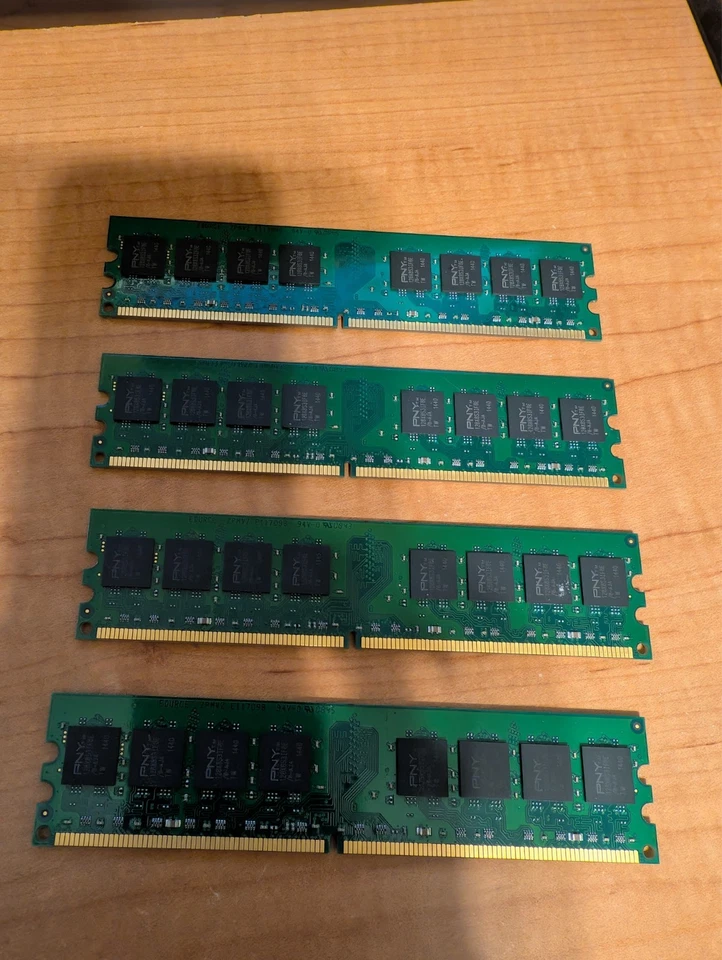 4 PNY B0QIT-T 2GB DDR2 Desktop Memory PC2-6400 DIMM Chips Used Working 8GB Total - Image 2 of 2