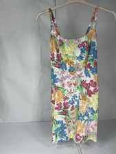 XS Old Navy Dress Womens Floral Linen Beach Vibe Mini Dress Smocked Pockets