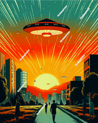 ALIEN ARRIVAL SPACESHIPS AT DAWN ART 8''x10'' Photograph