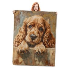 Cocker Spaniel Puppy Throw Blanket Gifts, Soft Cozy Fleece 50"x60" Color339