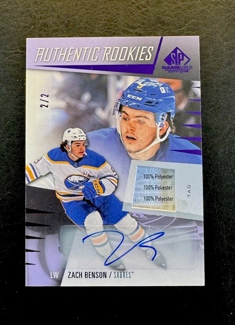 2023-24 Zach Benson Auto Tag 2/2 Ultra Rare SP Game Used Laundry Tag Rookie