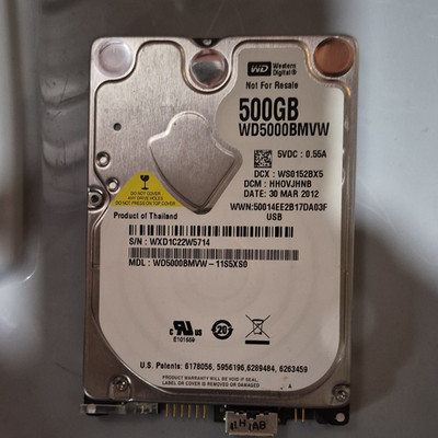 Western Digital WD5000BMVW 500GB 2.5in USB Internal Laptop Hard Drive Silver